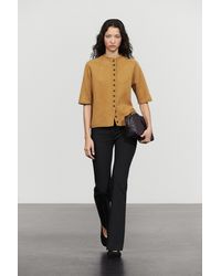 MASSIMO DUTTI - 100% Wool Funnel Neck Knit Cardigan - Lyst