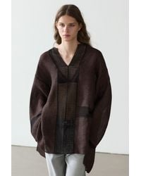 MASSIMO DUTTI - Flowing Linen Blend Oversize Blouse With Lace Trim - Lyst