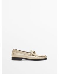 MASSIMO DUTTI Leather Mule Loafers With Buckle | Lyst