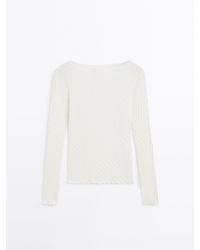 MASSIMO DUTTI - 100% Katoenen Top Met Lange Mouw En Structuur - Lyst