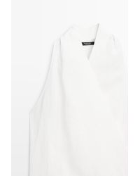 MASSIMO DUTTI - 100% Linen Crossover Top With Sash Detail - Lyst