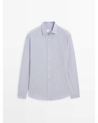 MASSIMO DUTTI - Regular Fit Striped Poplin Cotton Shirt - Lyst
