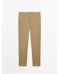 MASSIMO DUTTI - Slim Fit Textured Trousers - Lyst