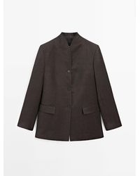 MASSIMO DUTTI - Blazer Van Linnenmix Met Opstaande Kraag - Lyst