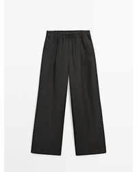 MASSIMO DUTTI - Wide-Leg Trousers With Elasticated Waistband - Lyst