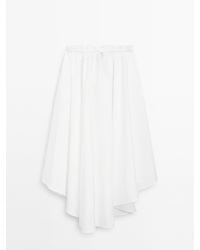 MASSIMO DUTTI - Soepelvallende Asymmetrische Halflange Rok - Lyst