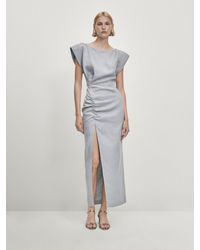 MASSIMO DUTTI - Asymmetrisches Kleid Mit Raffung - Studio - Grau - S - Lyst