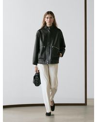 MASSIMO DUTTI - Nappa Leather Jacket With Pocket Details - Lyst
