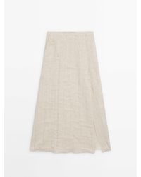 MASSIMO DUTTI - Rustic Skirt With Frayed Hem - Lyst