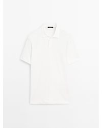 MASSIMO DUTTI - Short Sleeve Polo Shirt With Linen - Lyst