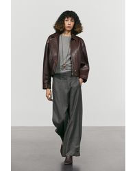 MASSIMO DUTTI - 100% Wool Pants With Hem Button Detail - Lyst