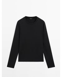 MASSIMO DUTTI - Katoenen T-Shirt Met Lange Mouw - Lyst