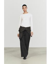 MASSIMO DUTTI - Cotton T-Shirt With Long Sleeve Cuff Detail - Lyst
