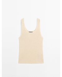MASSIMO DUTTI - Top Canalé Detalle Contraste 100% Algodón - Lyst