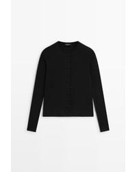 MASSIMO DUTTI - T-Shirt Van Katoenmix Met Knoopdetail - Lyst