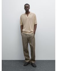 MASSIMO DUTTI - Polo En Maille À Col En V - Lyst