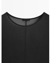 MASSIMO DUTTI - Long Sleeve Silk T-Shirt - Lyst