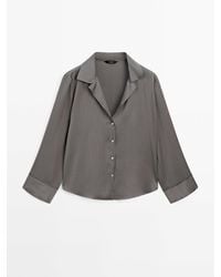 MASSIMO DUTTI - Soepelvallend Satijnen Overhemd Met Detail Boord - Lyst