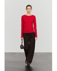 MASSIMO DUTTI - Cotton T-Shirt With Long Sleeve Cuff Detail - Lyst