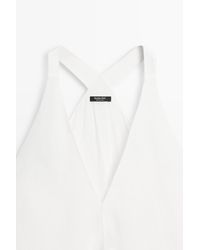 MASSIMO DUTTI - Vestido Midi Detalle Líneas Contraste Mezcla Lino - Lyst
