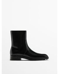 MASSIMO DUTTI - Flat Leather Ankle Boots - Lyst