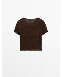 MASSIMO DUTTI - T-Shirt Met Korte Mouw En Plooien - Lyst