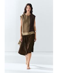 MASSIMO DUTTI - Linen-Blend Color-Block Flowing Top - Lyst