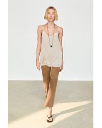 MASSIMO DUTTI - Cropped Suede Leather Flare Fit Leggings - Lyst