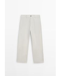 MASSIMO DUTTI - Toelopende Broek Van Katoen En Linnen - Lyst