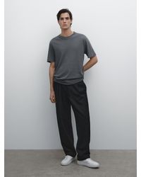 MASSIMO DUTTI - Short-Sleeved T-Shirt With Linen - Lyst