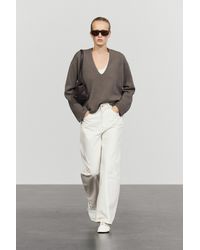 MASSIMO DUTTI - Long-Line Knit Sweater With Neckline Detail - Lyst