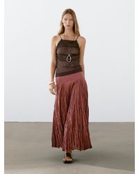 MASSIMO DUTTI - Gonna Lunga 100% Cotone Plissettata - Lyst