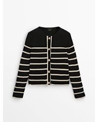 MASSIMO DUTTI - Striped Knit Cardigan With Golden Buttons - Lyst