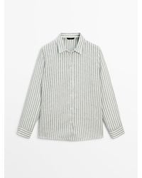 MASSIMO DUTTI - 100% Linen Striped Shirt - Lyst