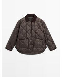 MASSIMO DUTTI - Waterafstotend Gewatteerd Jack Met Corduroy Detail - Lyst
