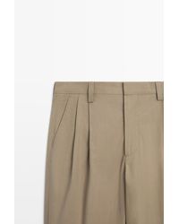 MASSIMO DUTTI - Pantalón Popelín Detalle Pinzas Algodón - Lyst