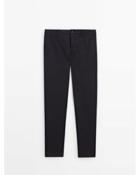 MASSIMO DUTTI - Tapered-Fit Cotton Twill Trousers - Lyst