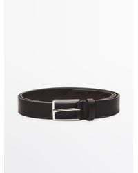 MASSIMO DUTTI - Nappa Leather Belt With Rectangular Buckle - Lyst