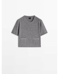 MASSIMO DUTTI - Knit Short Sleeve Sweater With Pockets - Lyst