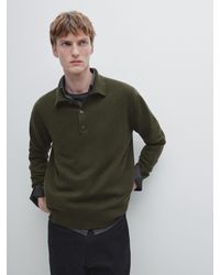 MASSIMO DUTTI - Wool Knit Polo Sweater - Lyst
