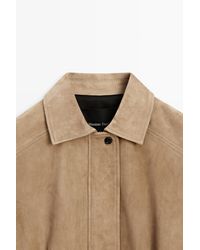MASSIMO DUTTI - Suede Leather Pleated Bomber Jacket - Lyst