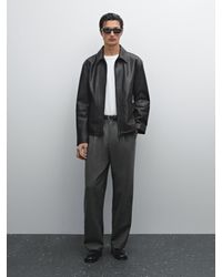 MASSIMO DUTTI - Crackled Nappa Leather Jacket - Lyst