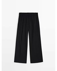 MASSIMO DUTTI - Wide-Leg Trousers With Darts - Lyst