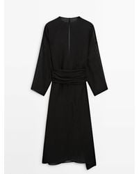 MASSIMO DUTTI - Dress With Sash Belt Detail - Lyst