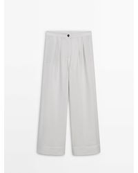 MASSIMO DUTTI - High-Waist Wide-Leg Trousers With Double Dart Detail - Lyst