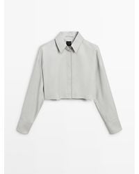 MASSIMO DUTTI - Nappa Leather Cropped Shirt - Lyst