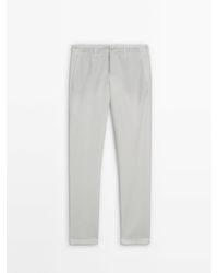 MASSIMO DUTTI - Linen And Cotton Blend Tapered-Fit Chinos - Lyst
