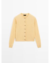 MASSIMO DUTTI - 100% Wollen Vest Met Goudgele Knopen - Lyst
