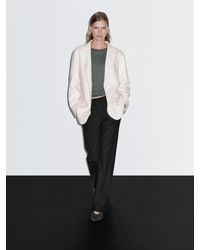 MASSIMO DUTTI - Wool Blend Blazer With Scarf - Lyst