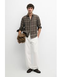 MASSIMO DUTTI - Linen And Cotton Straight-Leg Pants - Lyst